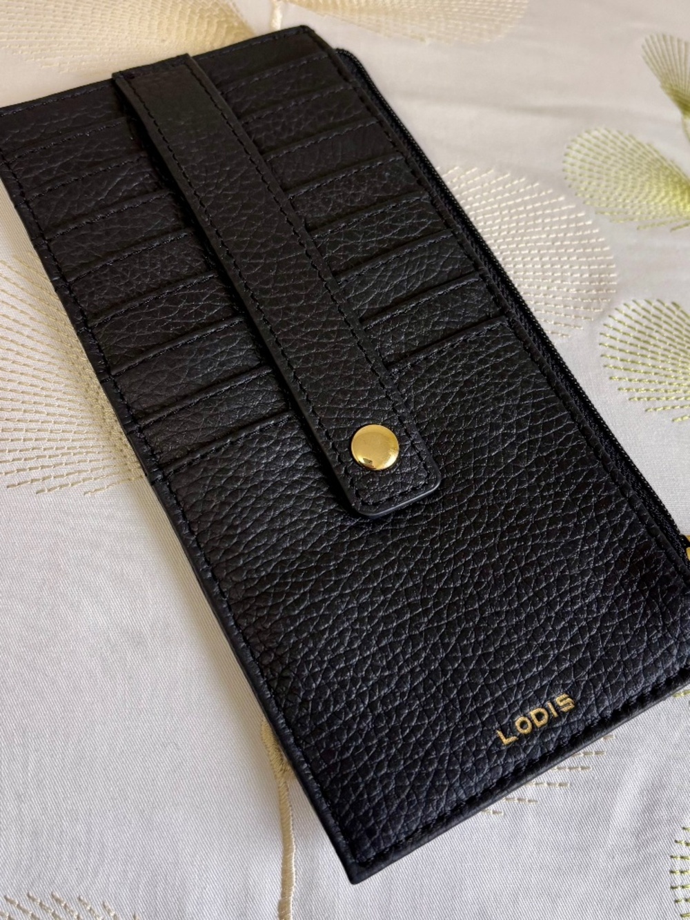 Lodis Black Leather Card and Coin Holder